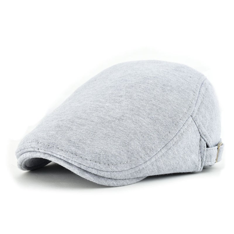 VOBOOM Men Newsboy Cap Cotton Flat Ivy Gatsby Driving Hat (Light Grey) - Image 1